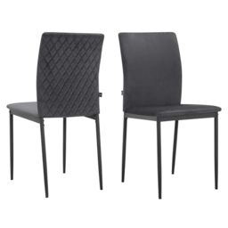 Pavia Dining Chair in Velvet Anthracite 2 Pack, 44 x 51 x 88cm (W x D x H)