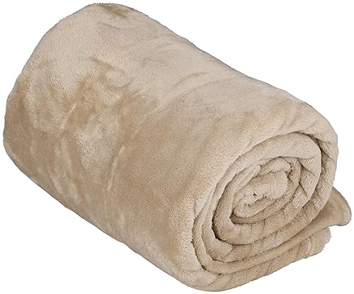 ArtiCasa Fleece Blanket 150 x 200 cm - Bedspread - Cuddly Blanket - Sofa Throw Blanket - 1-Person Sofa Blanket - Decoration Living Room - Machine Washable - Beige - Fleece/Polyester