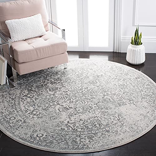 Safavieh Traditional Rug for Living Room, Dining Room, Bedroom - Evoke Collection, Short Pile, in Ivory and Grey, 201 x 201 cm