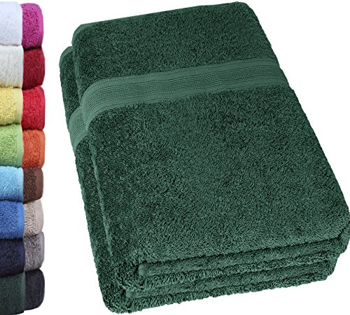 NatureMark Pack of 2 Sauna Towels Premium Quality 80 x 200 cm Sauna Towel Sauna Towel 100% Cotton Dark Green