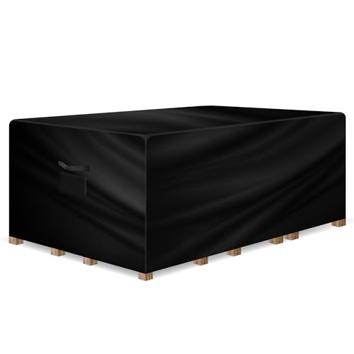 Gracious Gardens Rectangular Garden Furniture Covers Waterproof 200x160x70cm, Oxford Fabric Outdoor Table, Patio & Rattan Garden Furniture Covers, PVC Lined, Air Vents and UV Safe