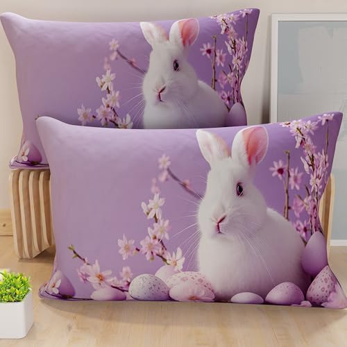 PETTI Artigiani Italiani - Set of 2 Easter Cushion Covers 50x70 cm in Microfibre, Easter Decorative Cushions for Bedroom, Sofa and Living Room, 2 Decorative Pillow Covers, 100% Made in Italy