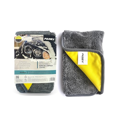 PAMEX Reversible Microfibre Cloth 45 x 40 cm ??? Super Absorbent, Lint Free and Super Soft Towel ??? Ideal for Care and Drying of Your Vehicle