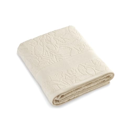 Pure Cotton - Maxi Bath Towel - Combed Cotton Fabric - Soft to the touch - Standard 100 by Oeko-TEX - Washable at 40°C - 100 x 150 cm - Ivory