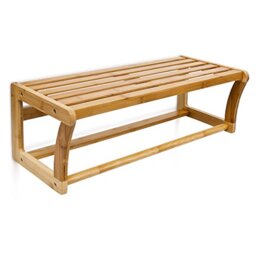 Relaxdays Wall-Mount Bamboo Shelf, 60 X 26 X 20 cm, Bathroom Towel Rack, Natural Brown