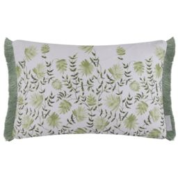 Voyage Maison Elai Cushion Cover – Watercolour Floral Block Print Ruche Trim Boho Country Decorative Case (Sage - 40x60cm)