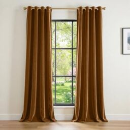 Lazzzy Blackout Velvet Curtains - Gold Thermal Insulated Drapes, 96 inch Long, Darkening Window Treatments for Bedroom & Living Room - Set of 2 Panels