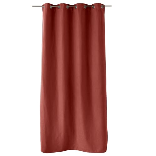 ED ENJOY HOME Nordica Collection Thermal Blackout Curtain with Eyelets, Terracotta, 135 x 240 cm, 100% Polyester, Woven Velvet, Fleece Lining, Nordica Collection