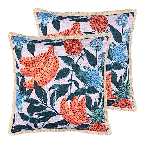 furn. Cypressa Floral Mosaic Feather Filled Cushion - Twin Pack, Lilac, 50 x 50cm