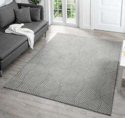 Rugs by Desire Vellure Modern Indoor Living Room Area Rug Embossed Cut-Shrink Pile with Metallic Sheen Jute Backing Living Room - Bedroom Hallway Carpet Pyramid Anthracite 160x230 cm