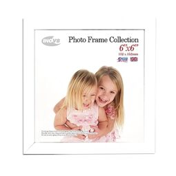 "Inov8 British Made Real Wood Picture/Photo Frame 6x6"" Inch(15x15cm) - Auckland 20mm Pine White"