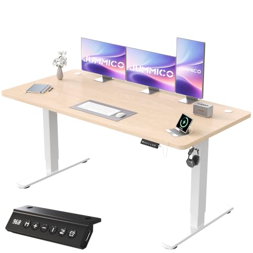 JUMMICO Electric Desk Standing Desk Height Adjustable Desk 160x70cm Beige