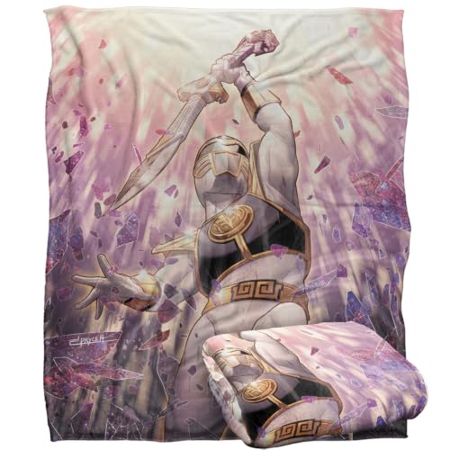 Power Rangers White Ranger Shattered Silky Touch Super Soft Throw Blanket 152 X 127 Cm