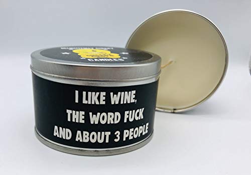 Wanky Candle Tin Novelty Gift Candle - I Like Wine, The Word f#ck WCT19