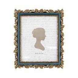 Sunlit Vintage Picture Frame 8x10 Luxury Antique Picture Frame Glass Front Photo Display Wall Hanging Gift Ideas Gold and Blue