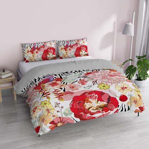 Italian Bed Linen Duvet Cover Set 100% Cotton, Digital Print KI-OSA, KIO-LM03, Double