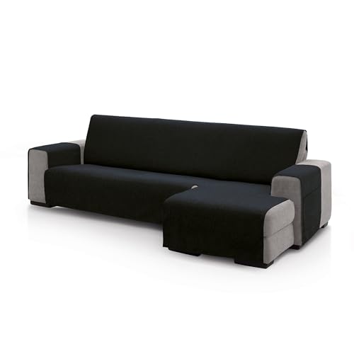 ECOMMERC3 - Chaise Longue Sofa Cover for Right Arm Back Size 240 cm - Black Chaise Longue Sofa Cover Soft Touch 100% Made in Spain