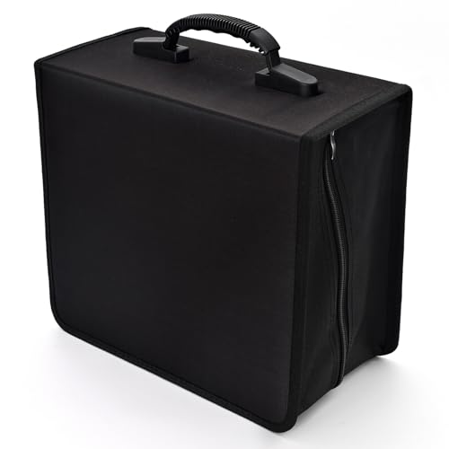 alavisxf xx CD Case, 432 Capacity DVD Case Holder, Heavy Duty Zipper Movie Media Storage Organizer Binder Wallet for Car Home Office Travel (432 Capacity, Black)