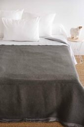 Toison d'or Volta Woolmark Wool Blanket, 180 cm x 240 cm Size, Anthracite