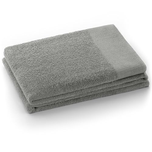 AmeliaHome 70x140 cm Bath Towel 100% Cotton Absorbent Steel Silver Grey Amari
