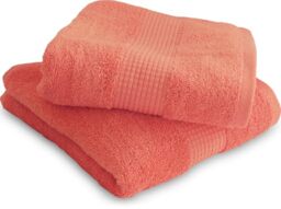 Le linge de Jules Set of 2 Hand Towels 50 x 90 cm 100% Cotton 450 g/m² Coral