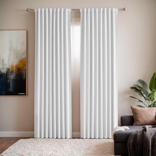 Floor to Ceiling Curtain for Wall Ceiling Mount Track - Extra Wide Blackout Curtains Soundproof Room Separator - Privacy Room Divider Curtains for Ceiling Track System or Rod with Hooks, 2 Panel