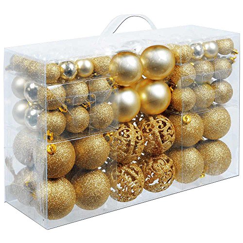 BAKAJI Pack of 100 Christmas Balls Diameter 3/4/6 cm Decorations and Decorations for Christmas Tree (Gold)