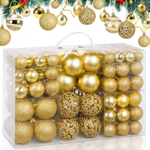 BAKAJI Pack of 100 Christmas Balls Diameter 3/4/6 cm Decorations and Decorations for Christmas Tree (Gold)