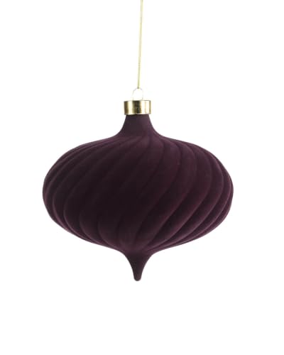 Purple Spiral Velvet Christmas Bauble 15 cm, Extra Large Tree Ornament