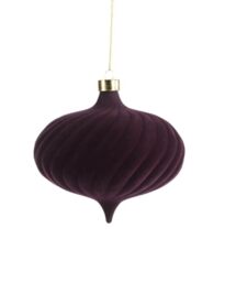 Purple Spiral Velvet Christmas Bauble 15 cm, Extra Large Tree Ornament