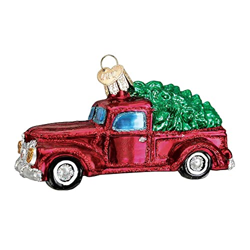 Old World Christmas Planes, Trains, Helicopters, Boats Glass Blown Ornaments for Christmas, Old Truck with Tree