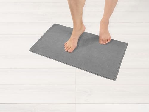 Hammetex Non-Slip Bath Mat, 43 x 61 cm, 100% Cotton, 1200 GSM, Washable, Absorbent, Quick Dry, Oeko-TEX Certified, Light Grey