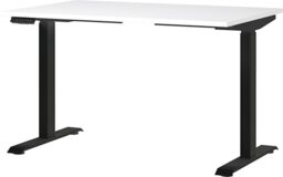Germania Desk 7907-614, in white/black, el. height-adjustable, 120 x 120 x 80 cm (WxHxD)