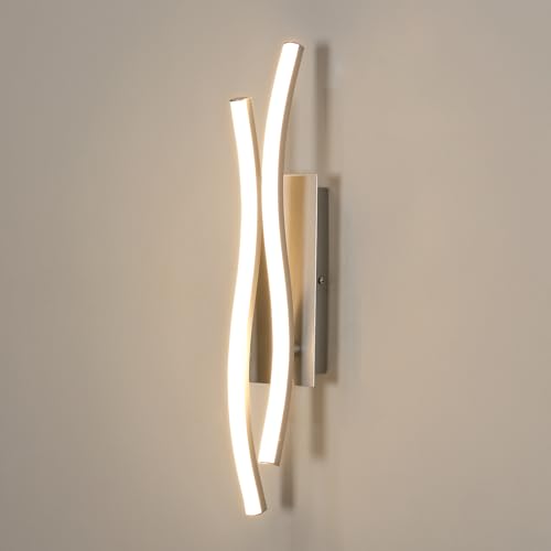 Comely Led Wall Light Indoor, 14W 1575LM Modern Wall Lights, Aluminum Lighting Wall Lamp for Living Room, Bedroom, Staircase, Warm Light 3000k, Silver, 41cm