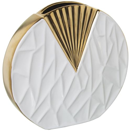 Alexandra House Living Vase White Gold Ceramic 9 x 25 x 23 cm
