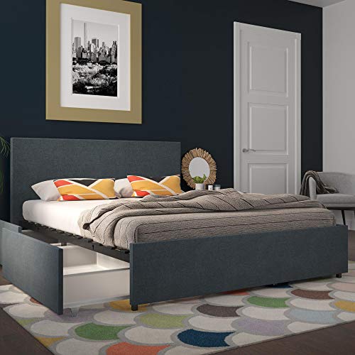Novogratz Kelly Bed Storage Navy Linen Double