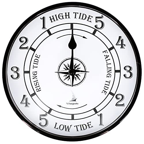 WEEGEEKS Tide Clock Nautical Clock, Metal Aluminum Tide Clock High Tide Low Tide, Nautical Wall Clock for Wall Decor, Boat Accessories (Style A)