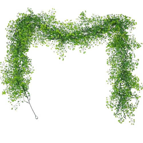 RECUTMS Artificial Hanging Plant 2Pcs 5.6Ft Fake Garland Plant Greenery Faux Ferns Leaves Ivy Garland for Home Indoor Outdoor Wedding Farmhouse Mantle Table Centerpiece Party Garden Decor(Green)