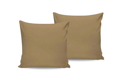 Premium Pillowcase Set (2 Pieces), Light Brown, 80 x 80 cm, 100% Cotton Ranforce, 117 g/m², Soft & Durable for Ultimate Comfort in Any Bedroom