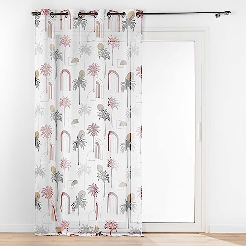 Douceur d'Intérieur, Cocotis Net Curtain with Eyelets 140 x 240 cm Sandblasted Printed