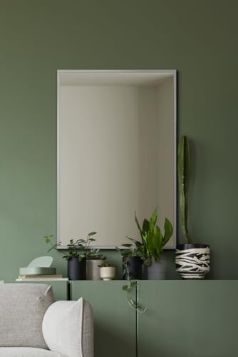"MirrorOutlet The Artus - Black Modern Aluminium Edged Wall Mirror 24"" X 16"" (60CM X 40CM) Silver Mirror Glass"