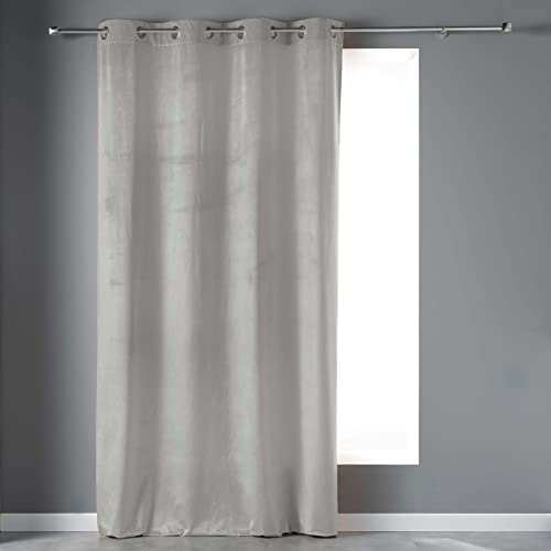Douceur d'Intérieur, Eyelet Curtain 140 x 240 cm Grey Velvetine