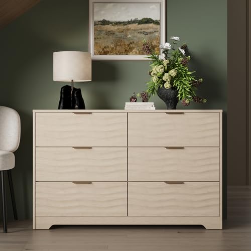 Chest of Drawers 6 Drawers Storage Drawers, Wooden Chest Cabinet with Spacious Clothes Storage, Bedroom Furniture Dresser, Bedside Cabinet Alternative for Bedroom Hallway Entryway Living Room