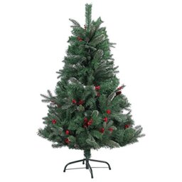 Shatchi 7ft Naturally Decorated Artificial Christmas Tree with Frosted Tips, Red Pine Cones and Barries
