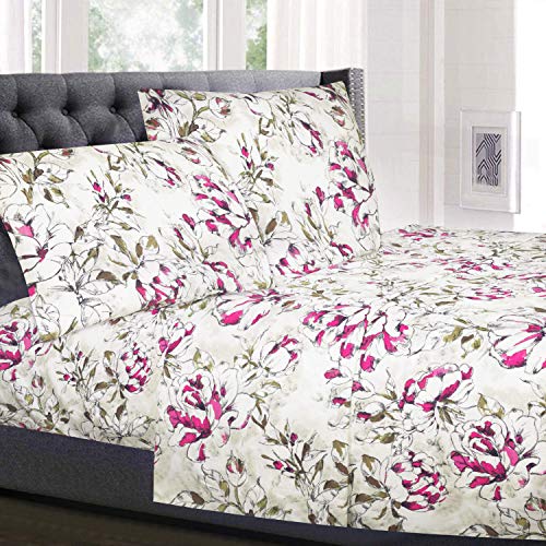 Sweet Home Collection Luxury Bedding Set with Flat, Fitted Sheet, 2 Pillow Cases, Fine Double Brushed Microfiber, Dolce, King