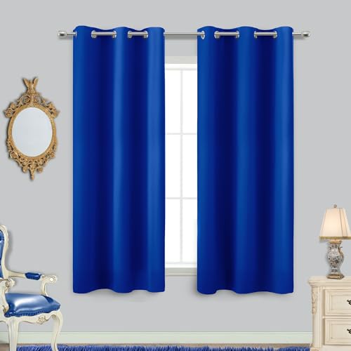 Royal Blue Grommet Insulated Thermal Room Darkening Blackout Curtains 34x45 Inches Long