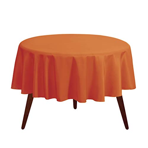Gee Di Moda Round Tablecloth - 120 Inch Orange Round Table Cloth for 60 to 96 Inch Round Tables - Heavy Duty Washable Fabric - for Buffet Table, Holiday Party, Dinner, Wedding & Baby Shower