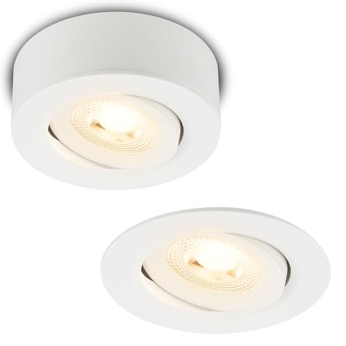 Briloner - 2 in 1 LED Surface-Mounted spot and recessed Spotlight, swivelling Warm White Light, Flat, LED spot 230V, Ceiling Spotlight, recessed luminaire, Ceiling Spotlight, Hole Size 68mm, 90x30mm