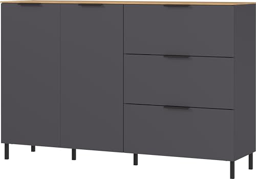 Germania Sideboard 1475-549 GW-CALIFORNIA, in graphite/Navarra oak repro, with two doors, 151 x 98 x 40 cm (WxHxD)