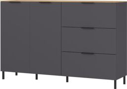Germania Sideboard 1475-549 GW-CALIFORNIA, in graphite/Navarra oak repro, with two doors, 151 x 98 x 40 cm (WxHxD)